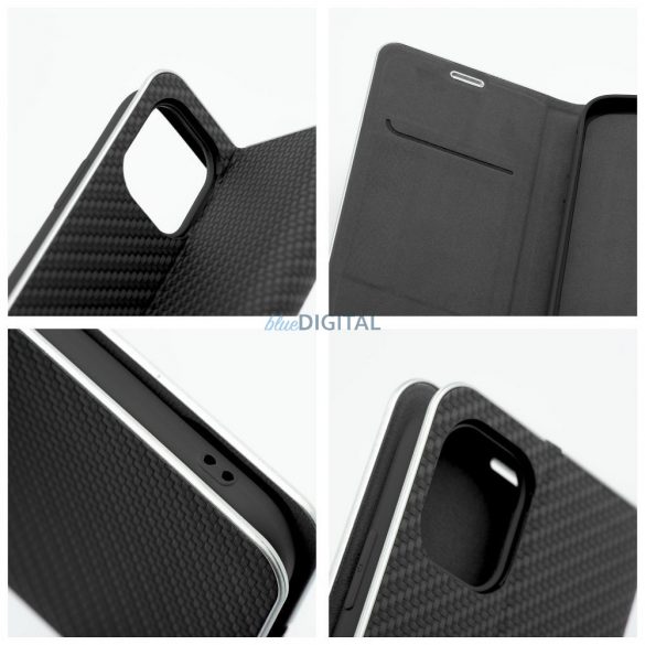 Forcell LUNA Book Carbon pentru iPhone 13 negru