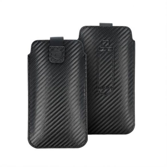 Husă Forcell POCKET Carbon - Dimensiune 06 - pentru NOKIA C5 / E51 / E52 / 515 SAMSUNG S5610