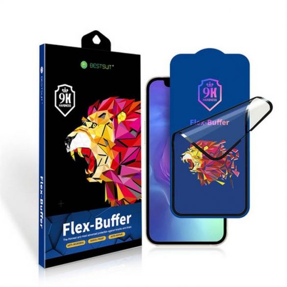 Bestsuit Flex-Buffer Hybrid sticlă 5D cu strat antibacterian Biomaster pentru Apple iPhone 13 mini 5,4 negru"