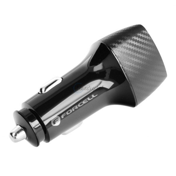 Încărcător auto FORCELL CARBON Tip C 3.0 PD20W + Tip C 3.0 PD20W CC50-2C negru (Total 40W)