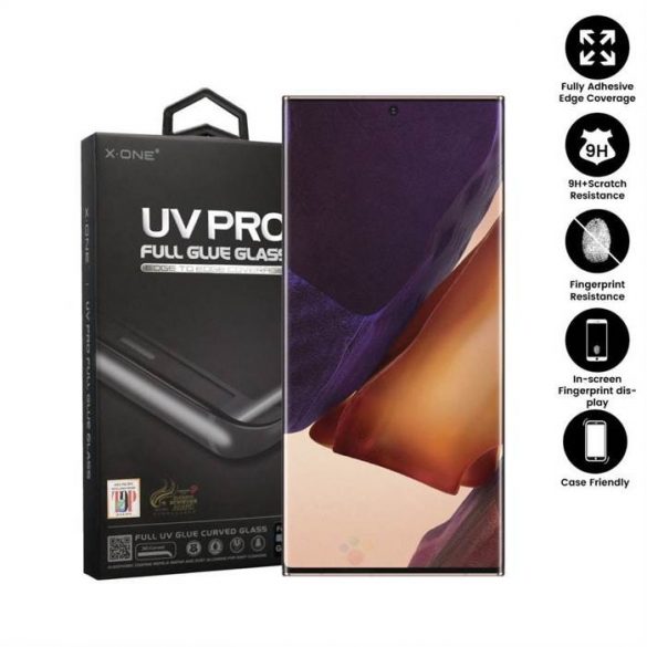 UV PRO Tempered sticlă X-ONE - pentru Samsung Galaxy S22 Ultra (husă prietenos) - senzor de amprentă digitală funcțional