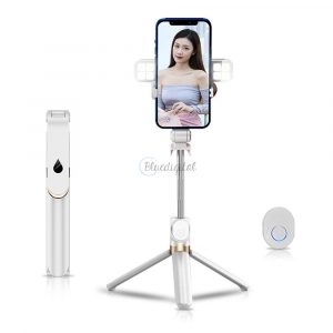 Selfie stick LED RING trepied + telecomandă alb SSTR-20