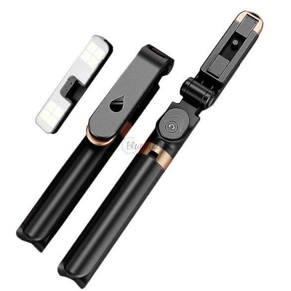 Selfie stick LED RING trepied + telecomandă negru SSTR-20