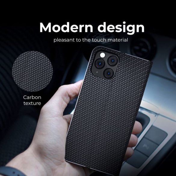 Forcell LUNA Husă tip carte Carbon pentru XIAOMI Redmi NOTE 11 / 11S negru