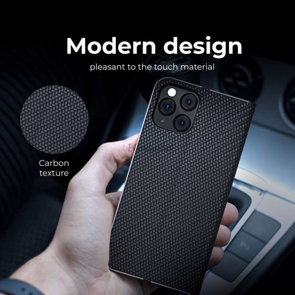 Forcell LUNA Husă tip carte Carbon pentru XIAOMI Redmi NOTE 11 PRO / 11 PRO 5G negru