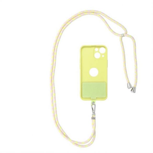 Pandantiv SWING pentru telefon / cu reglare lungime până la 82,5 cm / pe umăr sau gât - gri-galben