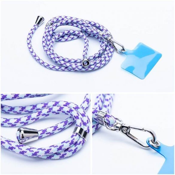 Pandantiv SWING pentru telefon / cu lungime reglabilă până la 82,5 cm / pe umăr sau pe gât - alb - violet