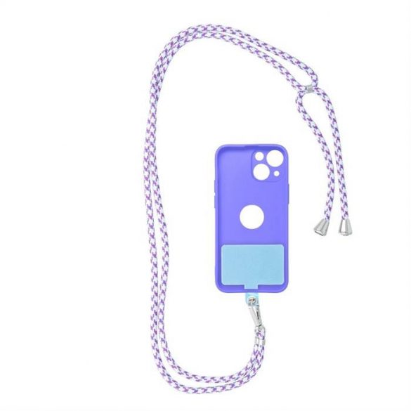 Pandantiv SWING pentru telefon / cu lungime reglabilă până la 82,5 cm / pe umăr sau pe gât - alb - violet