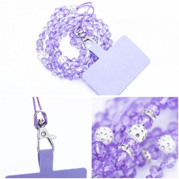 Pandantiv CRYSTAL DIAMOND pentru telefon / lungime 37 cm / pe gât - violet