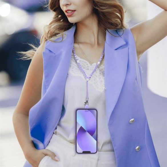 Pandantiv CRYSTAL DIAMOND pentru telefon / lungime 37 cm / pe gât - violet