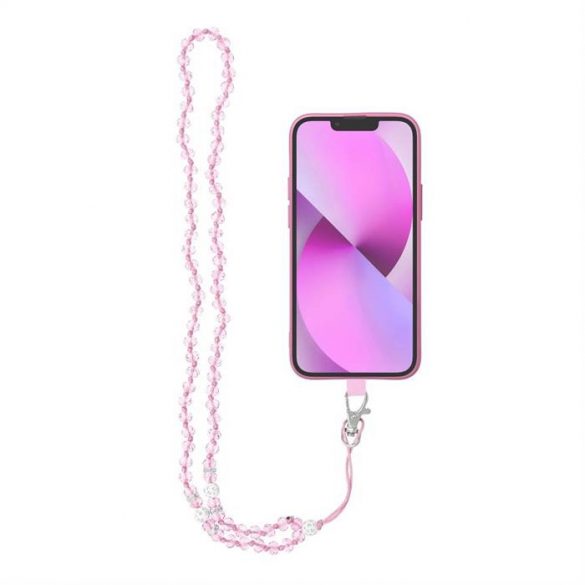 Pandantiv CRYSTAL DIAMOND pentru telefon / lungime 37 cm / pe gât - roz deschis