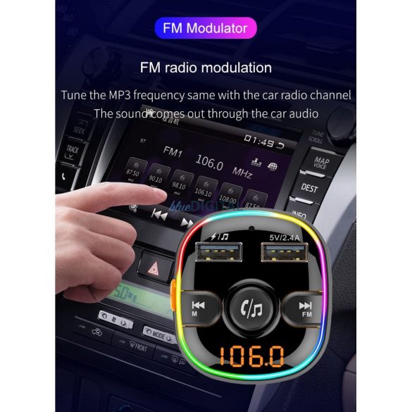 Transmițător FM MP3 bluetooth 5.0 + card cititor TF + 2xUSB QC3.0 BC52L