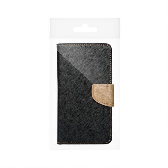 Husa Fancy Book pentru IPHONE 14 PLUS neagra/aurie