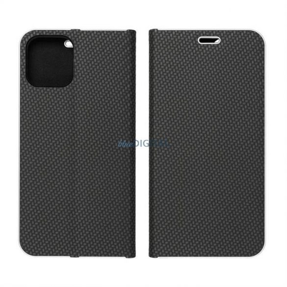 Forcell LUNA Husă tip carte Carbon pentru IPHONE 14 Pro ( 6.1 ) negru