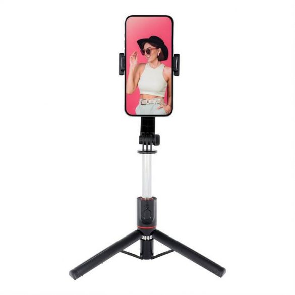 Combo selfie stick cu trepied și telecomandă bluetooth negru SSTR-13