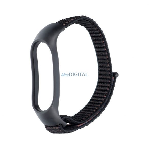 Curea de nylon pentru smartband Xiaomi Mi Band 5 / 6 / 7 negru (05)