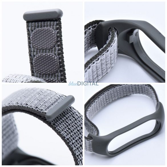 Curea nylon pentru smartband Xiaomi Mi Band 5 / 6 / 7 gri (19)