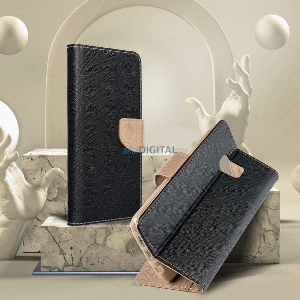 Husa Fancy Book pentru SAMSUNG S23 ULTRA negru/auriu