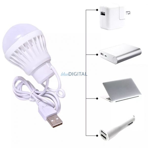 Bec LED la USB lumină albă 3W cablu lung 1m 200lm