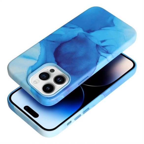 Carcasa din piele pentru IPHONE 14 PRO albastru splash