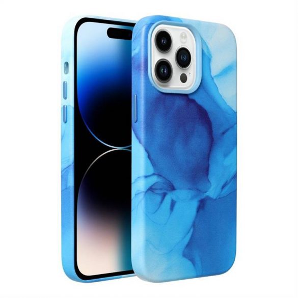 Carcasa din piele pentru IPHONE 14 PRO albastru splash