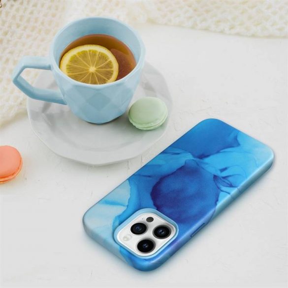 Carcasa din piele pentru IPHONE 14 PRO albastru splash