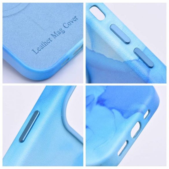 Carcasa din piele pentru IPHONE 14 PRO albastru splash