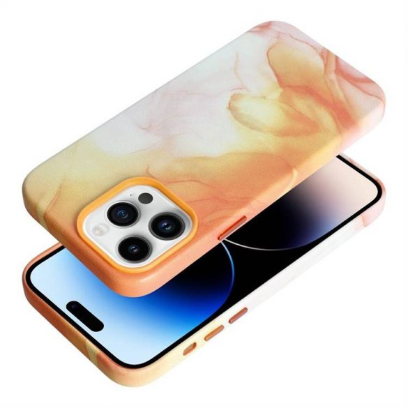 Husă din piele pentru piese pentru IPHONE 14 PRO MAX portocaliu splash