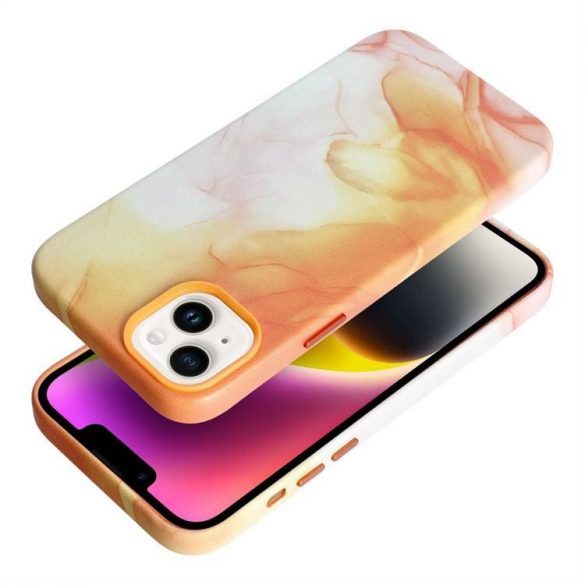 Husă din piele pentru piese pentru IPHONE 14 PLUS portocaliu splash