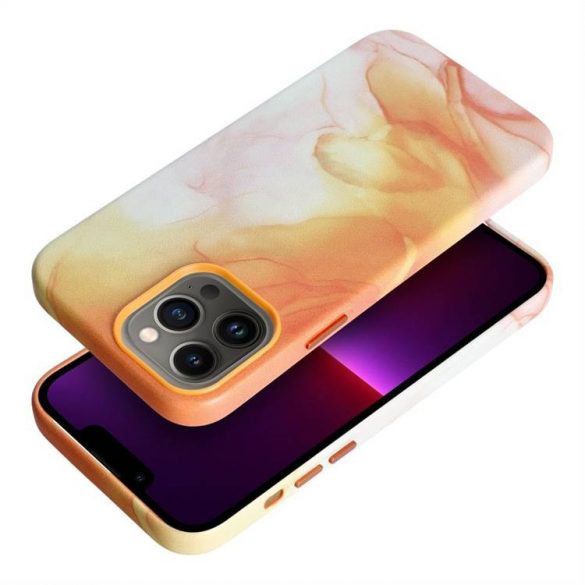 Carcasa din piele pentru IPHONE 13 PRO MAX portocaliu splash