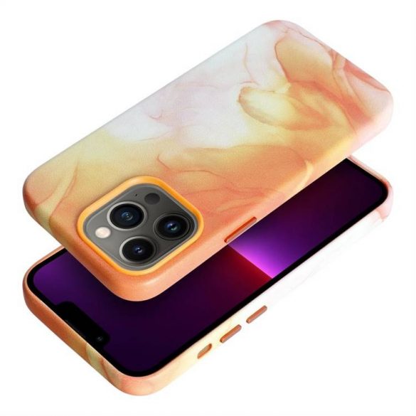 Carcasa din piele pentru IPHONE 13 PRO portocaliu splash