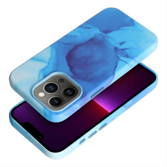 Carcasa din piele pentru IPHONE 13 PRO albastru splash