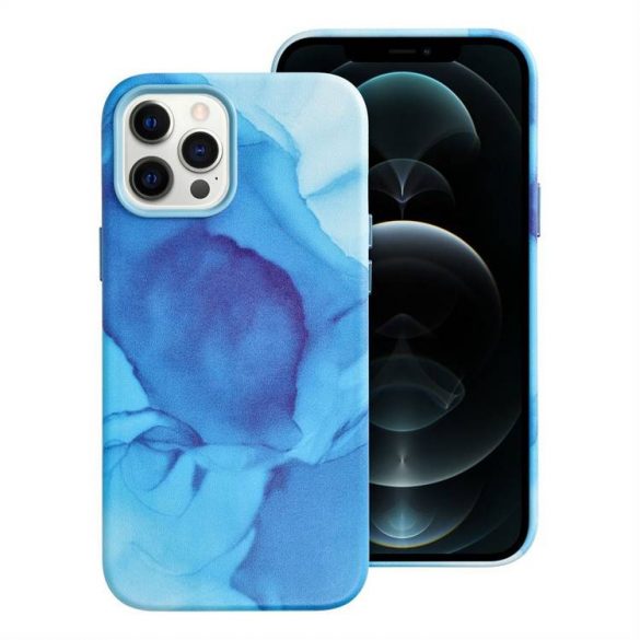 Piele Mag Husă pentru IPHONE 12 PRO MAX albastru splash