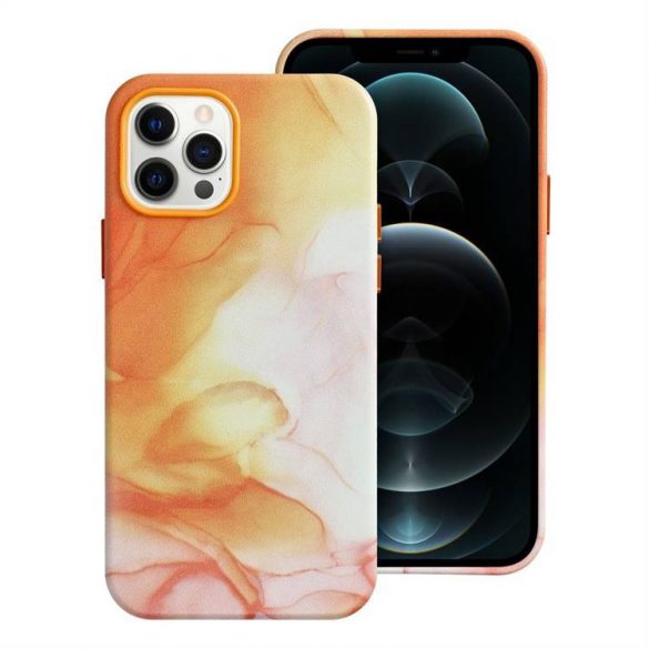 Carcasa din piele pentru IPHONE 12 PRO portocaliu splash