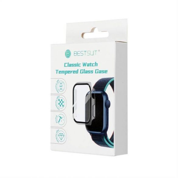 Husă Bestsuit cu sticlă hibridă pentru seria Apple Watch 7/8/9-41mm - grafitowy