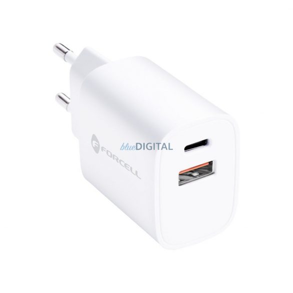 Încărcător de călătorie Forcell cu prize USB C și USB A - 3A 30W cu funcție PD și Quick Charge 4.0