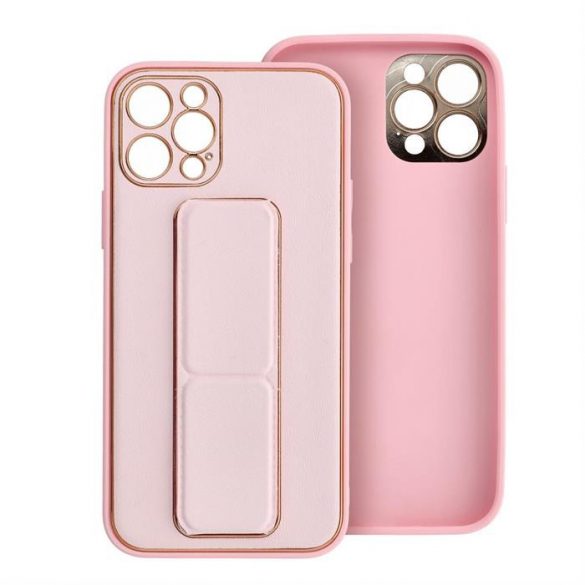 Piele husă Kickstand pentru IPHONE 15 roz