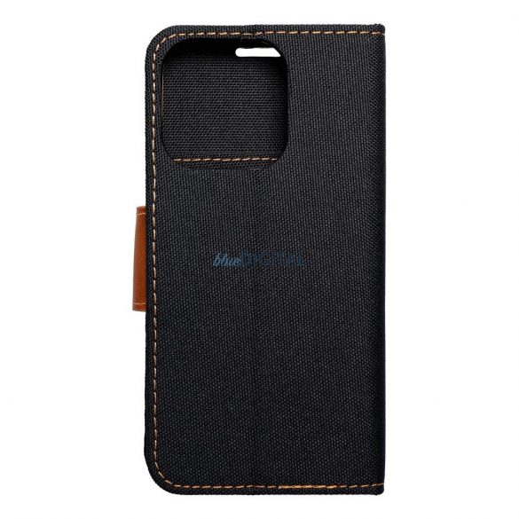 Husă CANVAS Husă tip carte pentru IPHONE 15 Pro negru