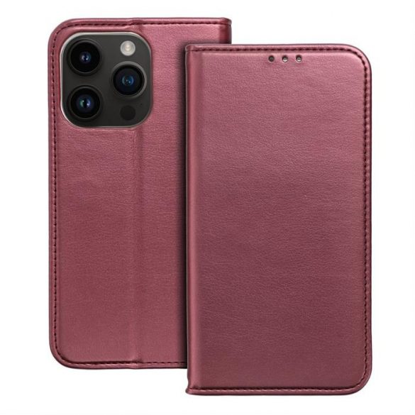 Husă carte Smart Magneto pentru IPHONE 15 PLUS burgundy