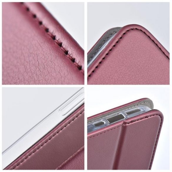 Husă carte Smart Magneto pentru IPHONE 15 PLUS burgundy