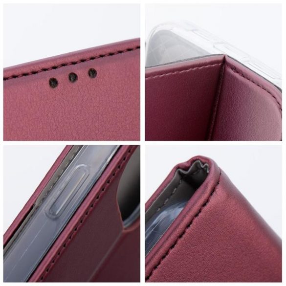 Husă carte Smart Magneto pentru IPHONE 15 PLUS burgundy