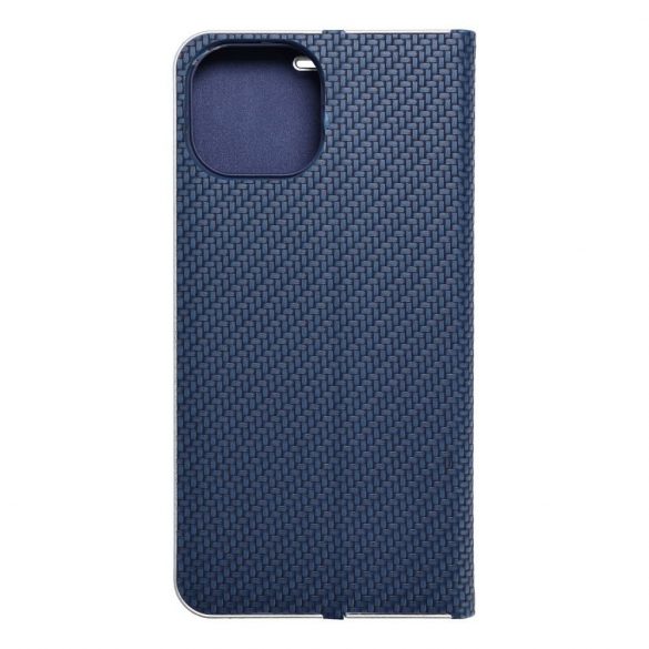 LUNA Husă tip carte Carbon pentru IPHONE 15 albastru