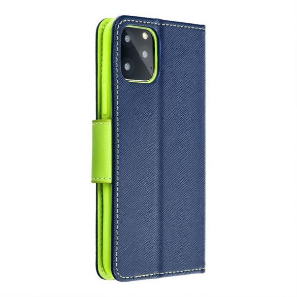 Husa Fancy Book pentru IPHONE 15 PLUS bleumarin / lime