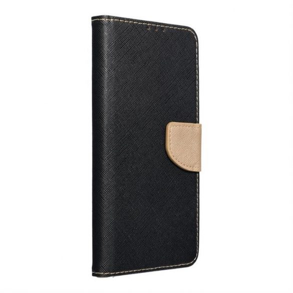 Husa Fancy Book pentru IPHONE 15 neagra/aurie