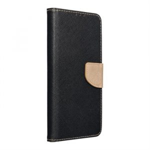 Husa Fancy Book pentru IPHONE 15 PLUS neagra/aurie