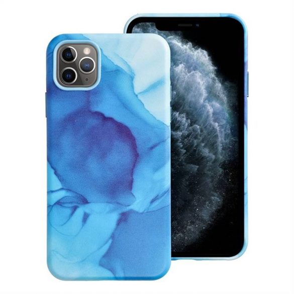 Husă din piele pentru IPHONE 11 PRO MAX stropi albastru