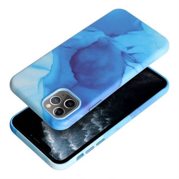 Husă din piele pentru IPHONE 11 PRO MAX stropi albastru