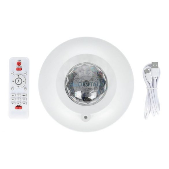 Proiector STARS lampă de noapte cu difuzor bluetooth + telecomandă +USB BTM0504-B alb