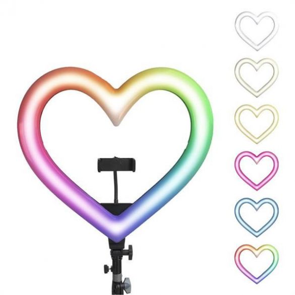 Lampa Led RING / Heart Stream RGB 10inch cu suport pentru mobil + trepied JM26-10