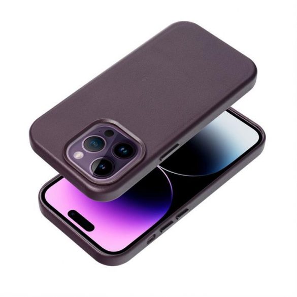 Husă Mag din piele pentru IPHONE 15 violet închis